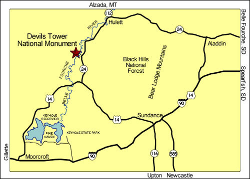 Devils Tower National Monument, Wyoming Map