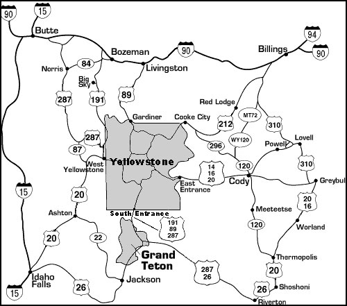 Yellowstone National Park, Wyoming Map